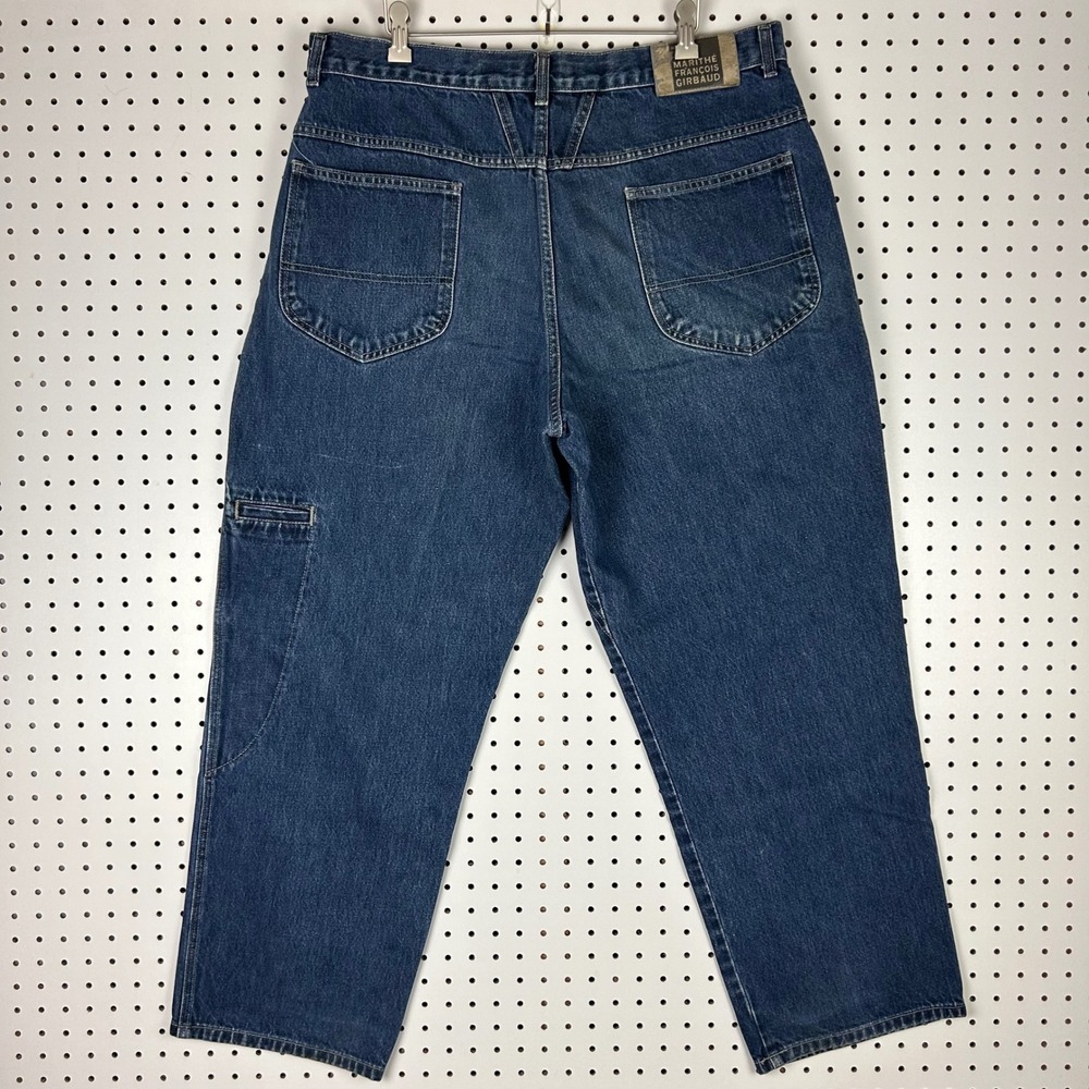 Marithe Francois Girbaud Baggy Carpenter Jeans 38x30 Stash 90s Cargo Denim Blue